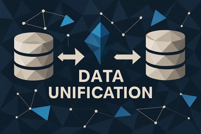 lowpoly data unification abstract  colors are dark blue white taupe and electric blue-1